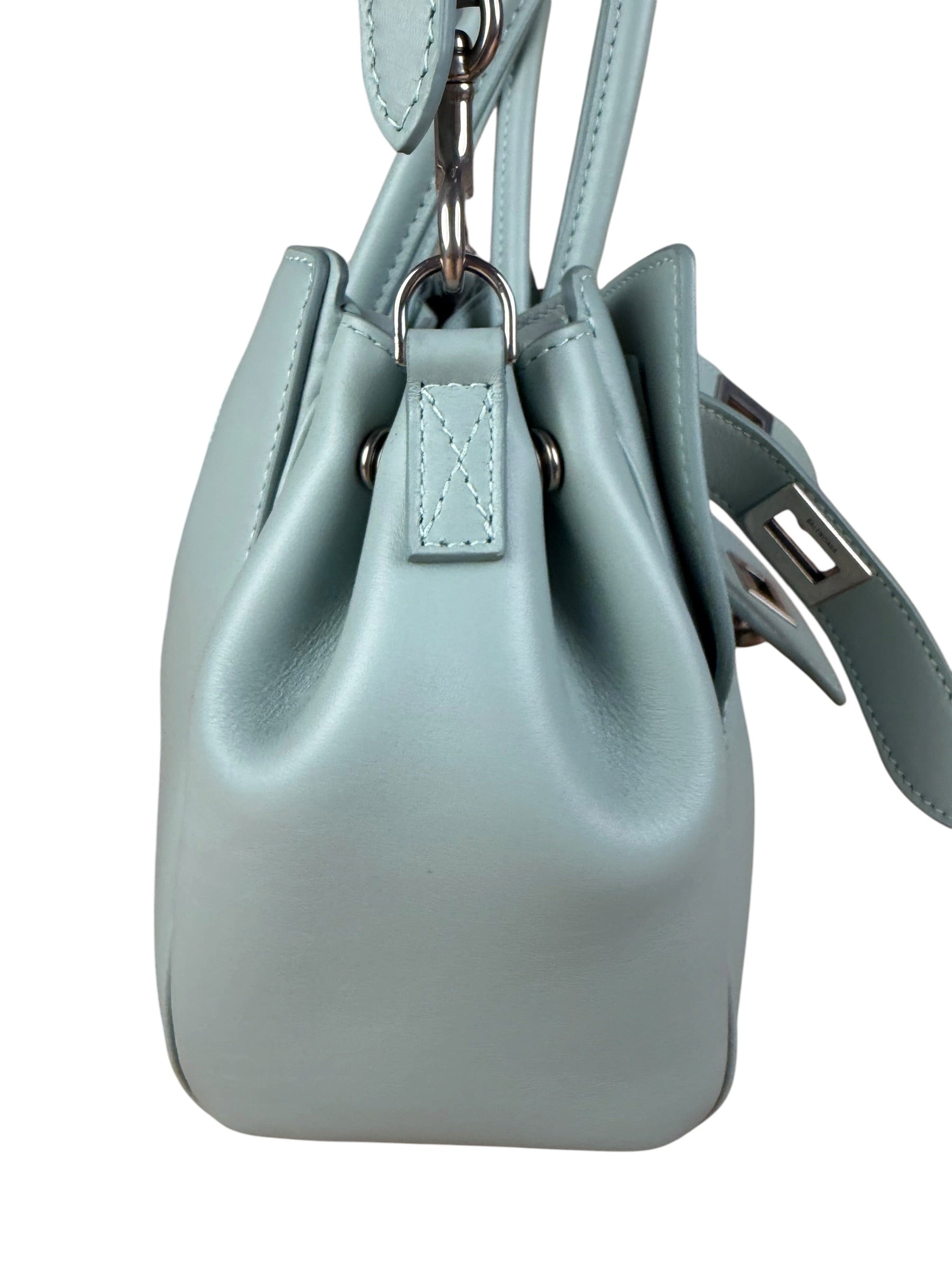 Balenciaga Blue Leather Mini Bel Air Carry All Two-Way Bag