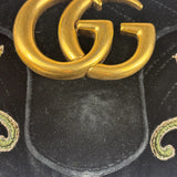 Gucci Black Velvet Marmont Floral Embroidered Shoulder Bag