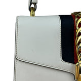 Gucci White Leather Sylvie Chain Shoulder Bag