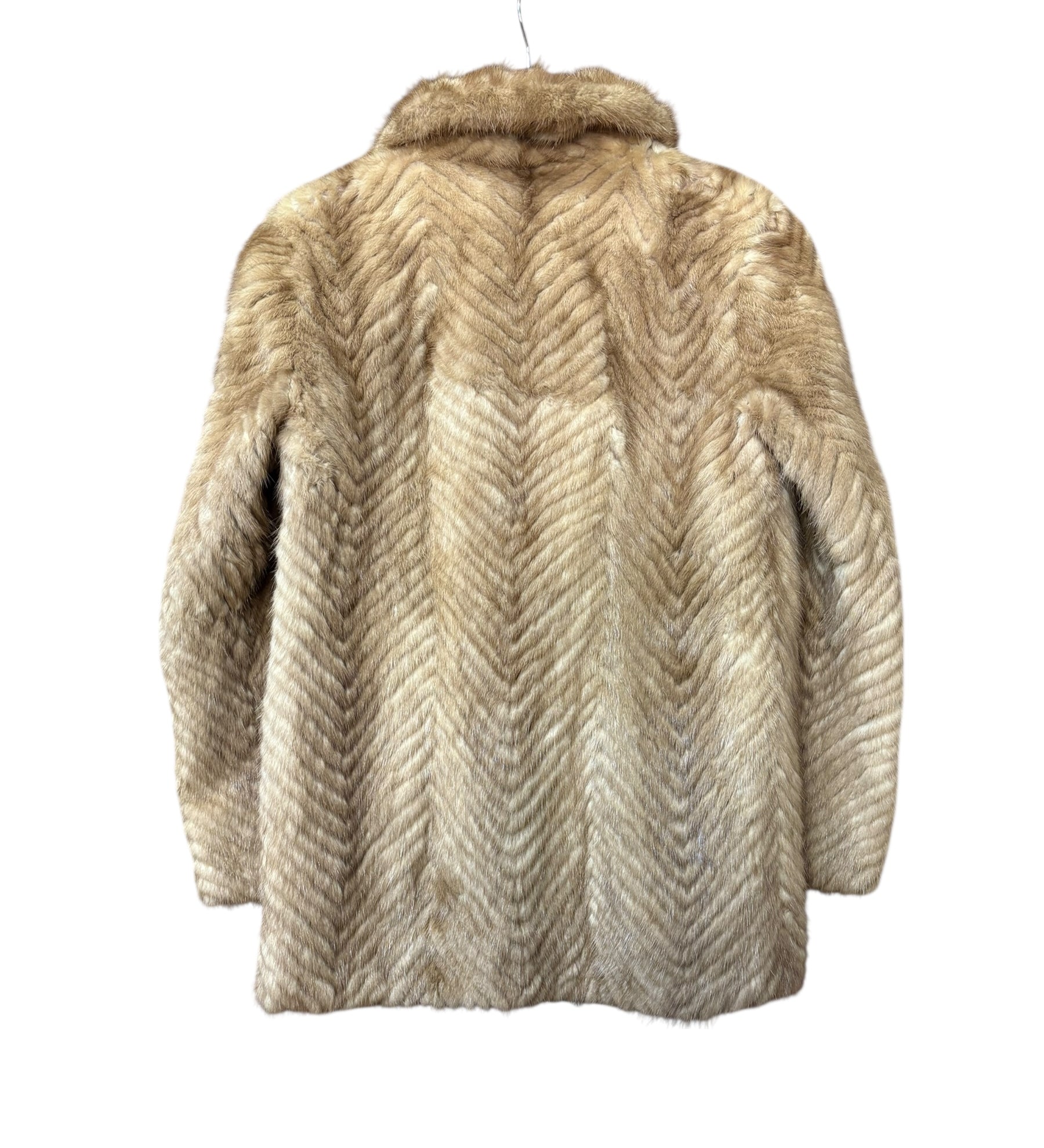 Vintage Light Brown Chevron Mink Fur Coat