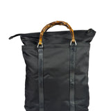 Gucci Black Nylon/Leather Trim Bamboo Top Handle Tote