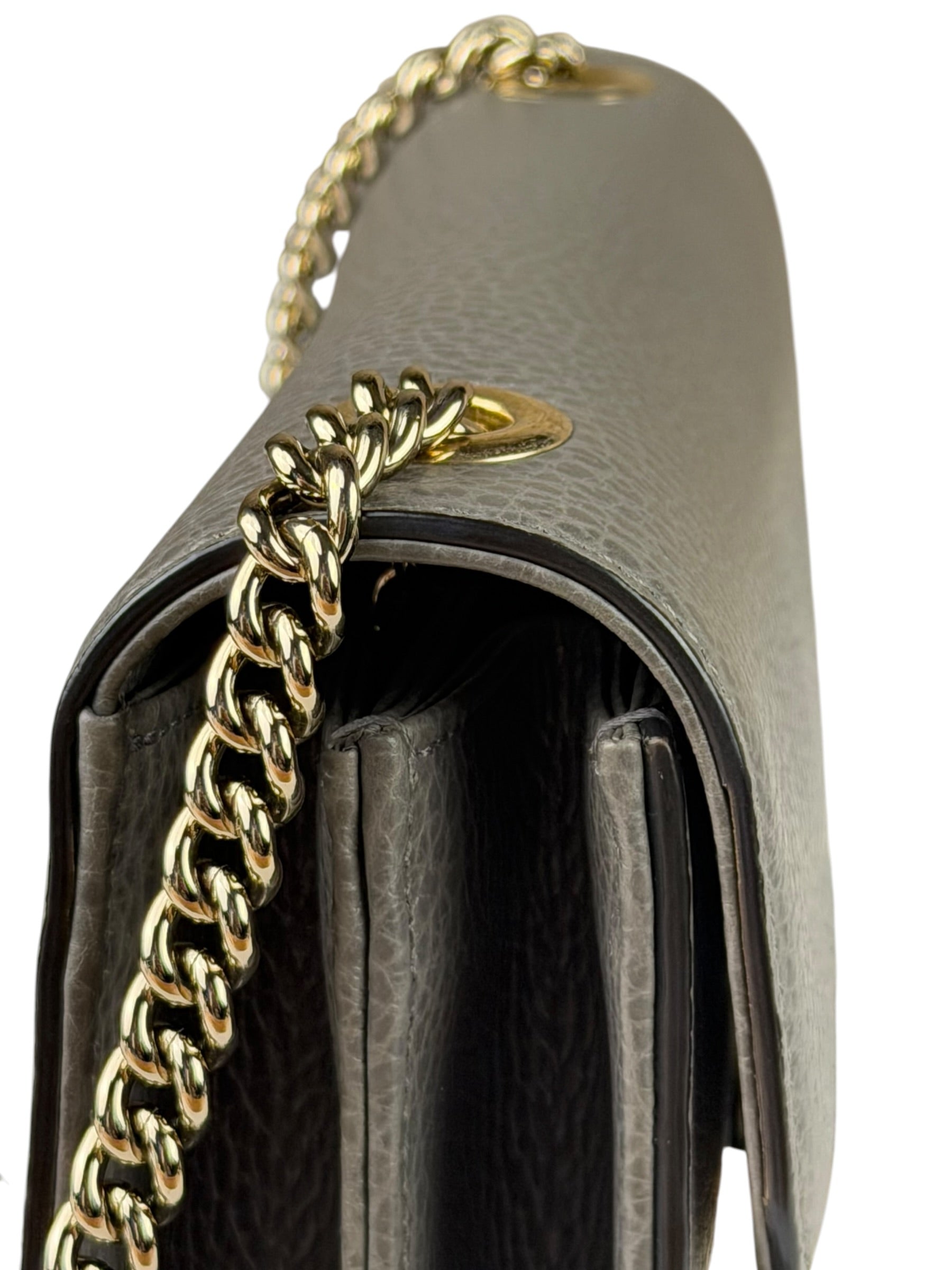 Gucci Grey Calfskin Interlocking Small G Shoulder Bag