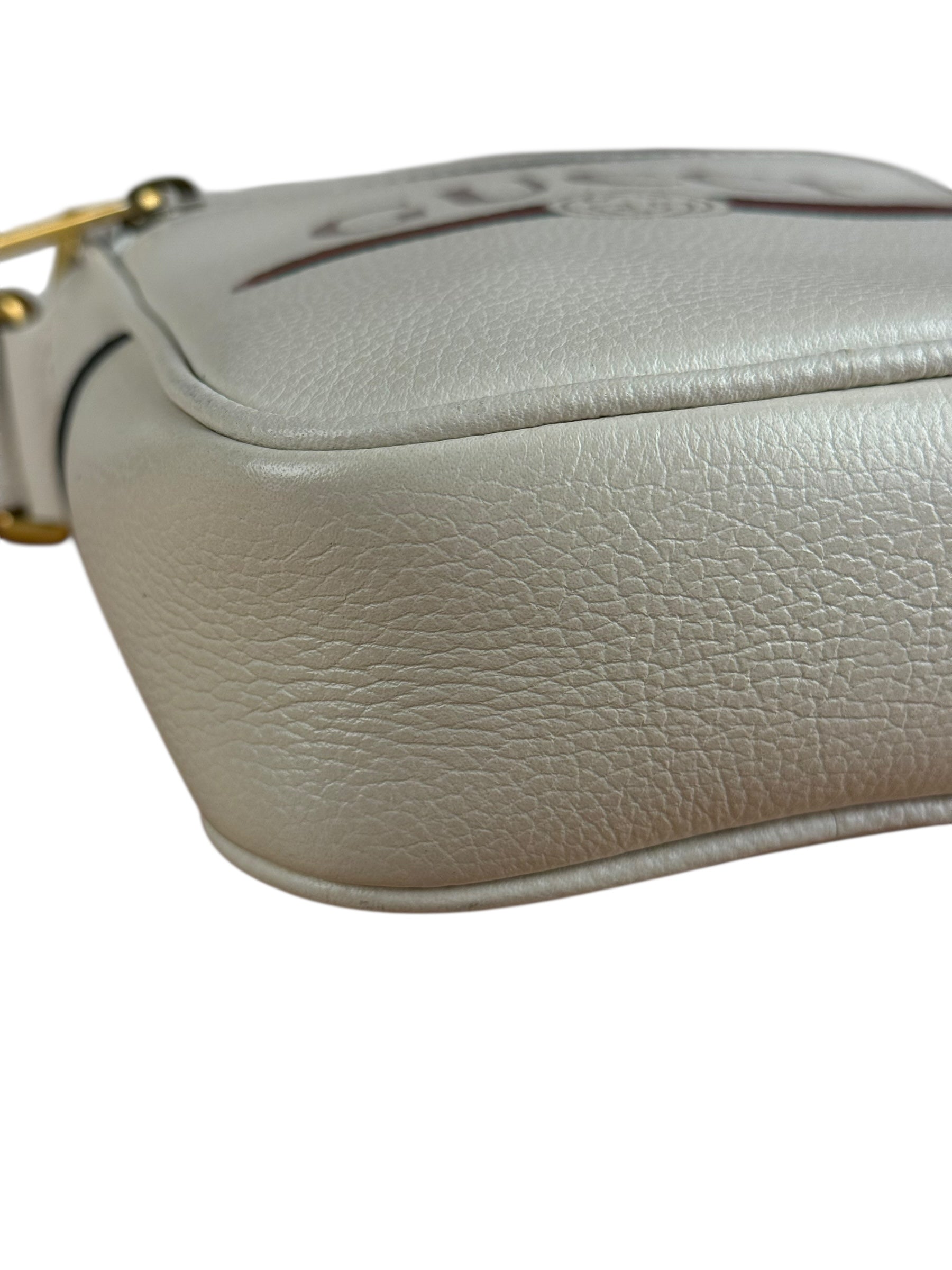 Gucci White Grained Sherry Leather Crossbody