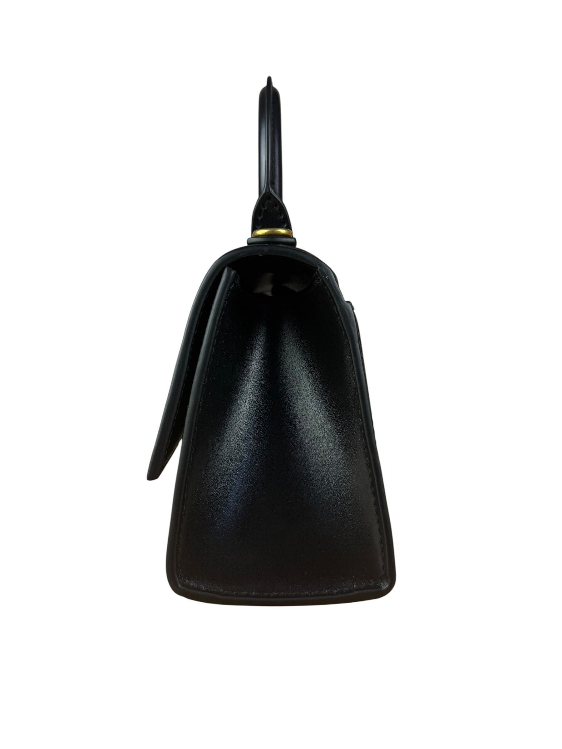 Balenciaga Black Leather Hourglass XS 2Way Handbag