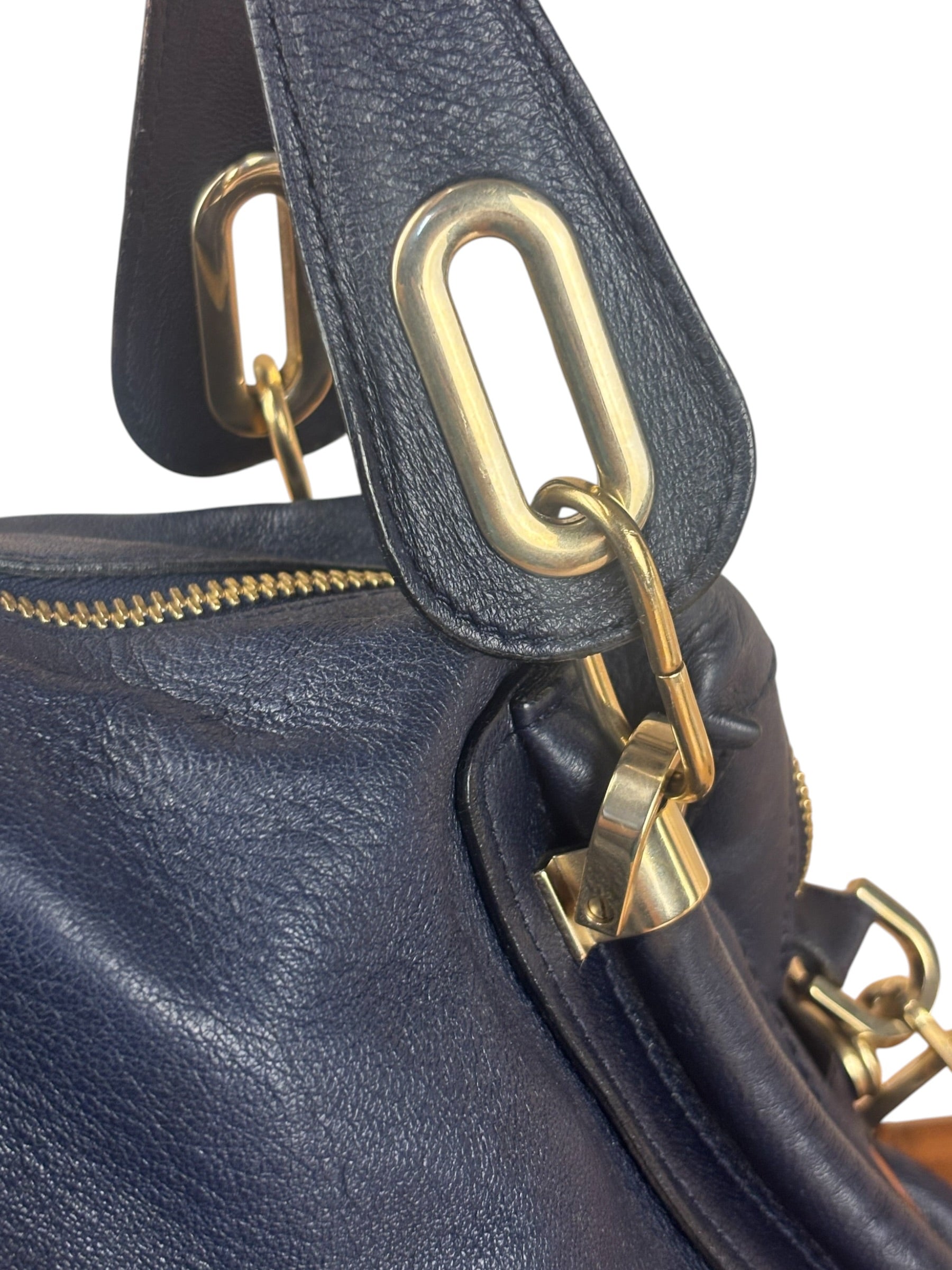 Chloe Night Blue Leather Medium Paraty Military Hand/Shoulder Bag