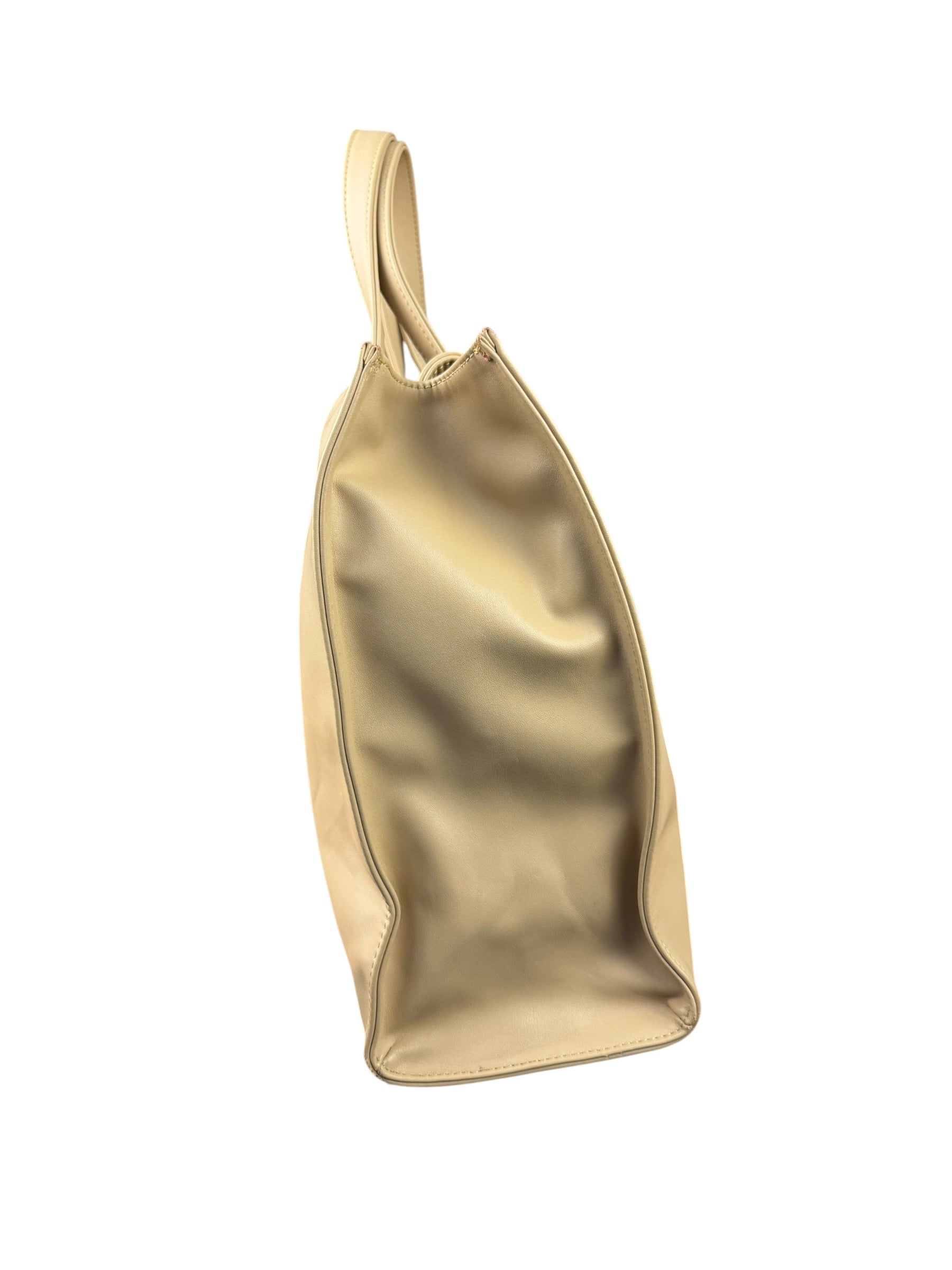 Telfar Cream Leather Medium Shopping Tote Bag