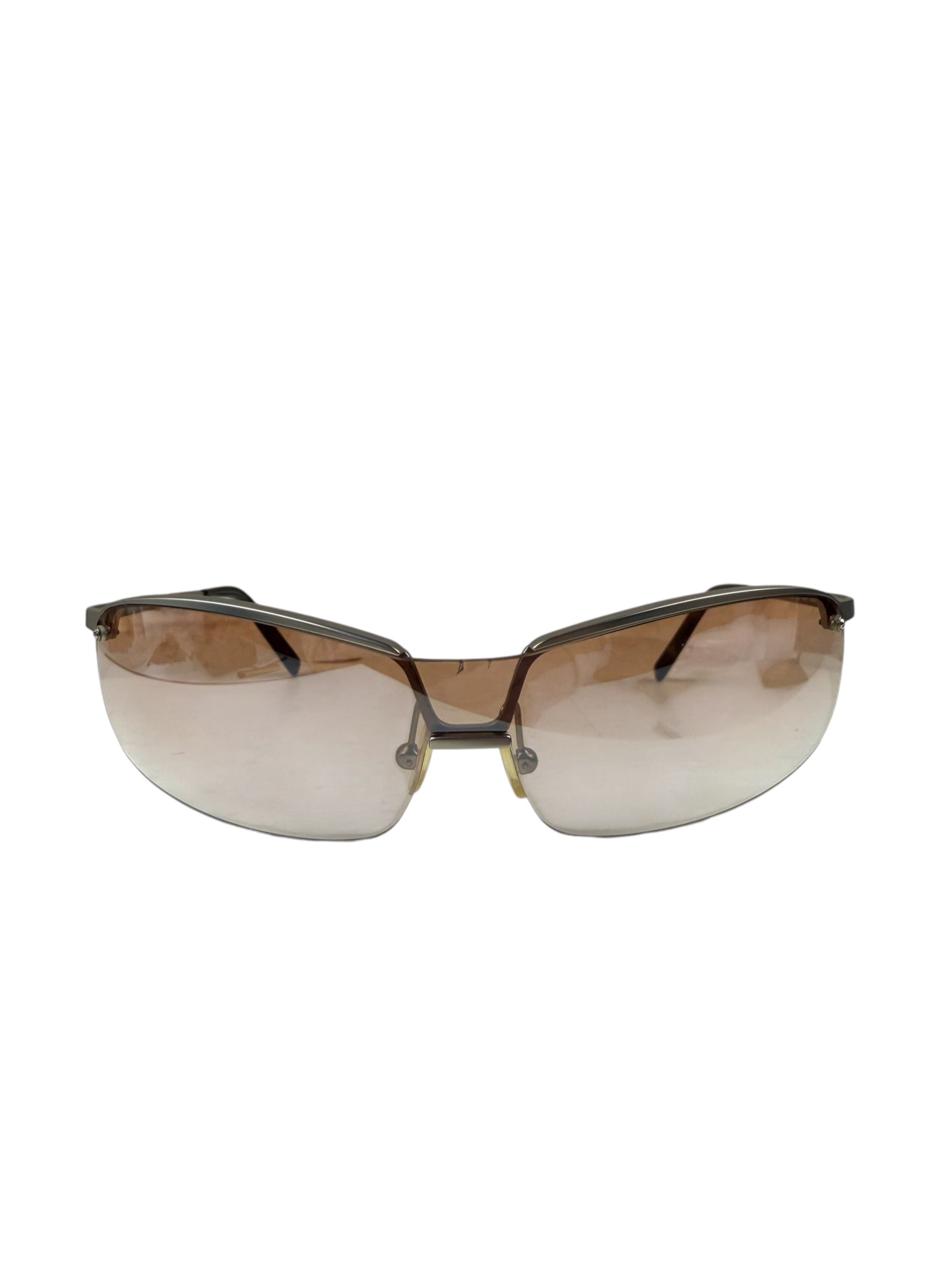 Prada Y2k Rimless Brown/Silver Sunglasses