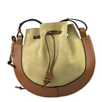 Loewe Brown/Beige Suede/Leather Trim Horseshoe Shoulder Bag
