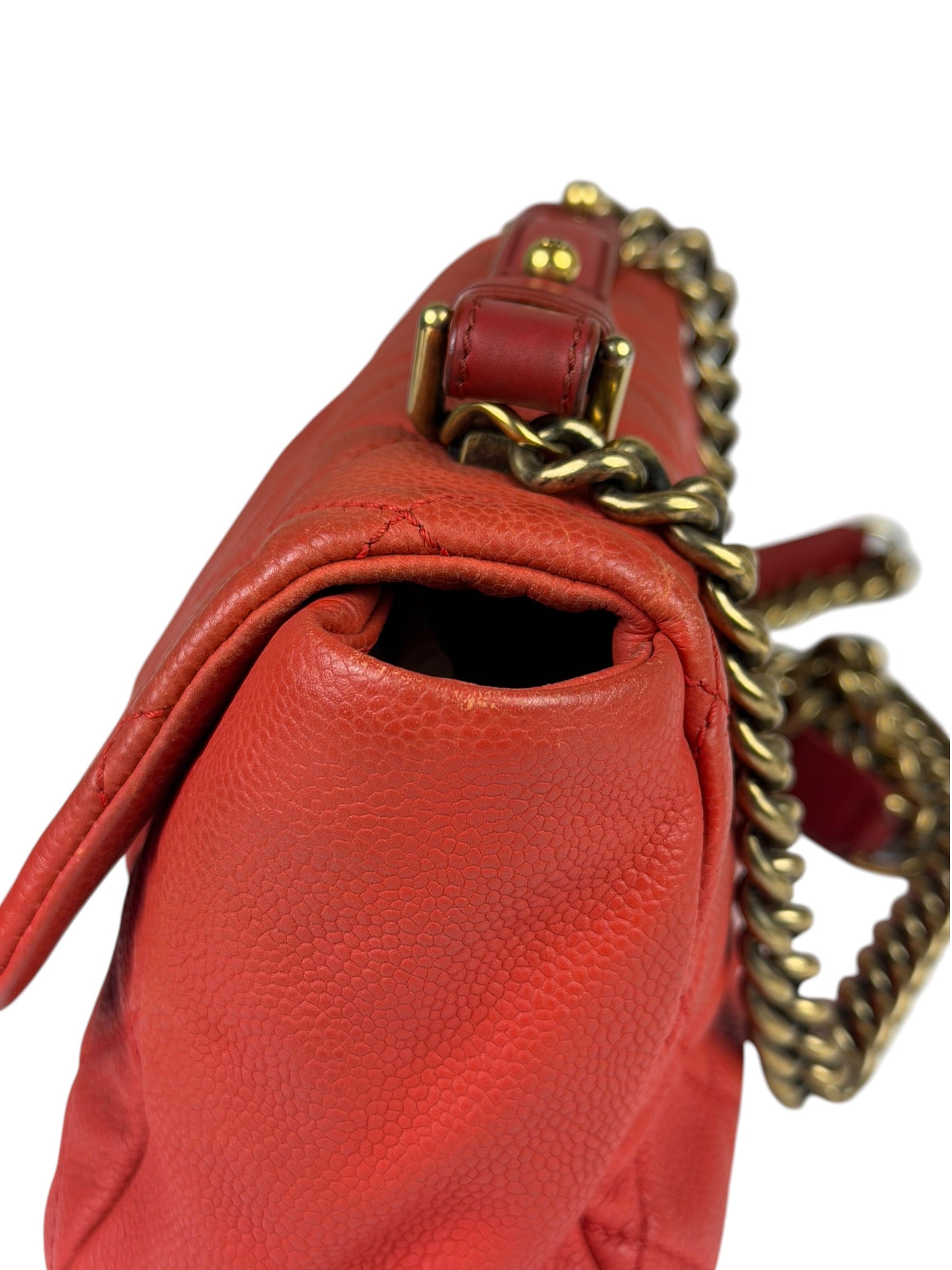 Chanel Red Quilted Caviar Leather Timeless Shoulder Bag 2012