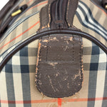 Burberry Leather House Check Boston Duffle Bag
