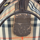 Burberry Leather House Check Boston Duffle Bag