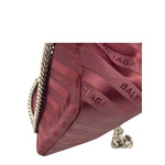Balenciaga Burgundy Satin Jacquard Round S Lock Shoulder Bag