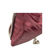 Balenciaga Burgundy Satin Jacquard Round S Lock Shoulder Bag