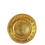 Chanel Vintage Gilded Sunburst Medalliion Button Brooch 1980s