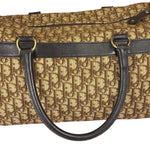Christian Dior Brown Leather Trim Trotter Boston Handbag