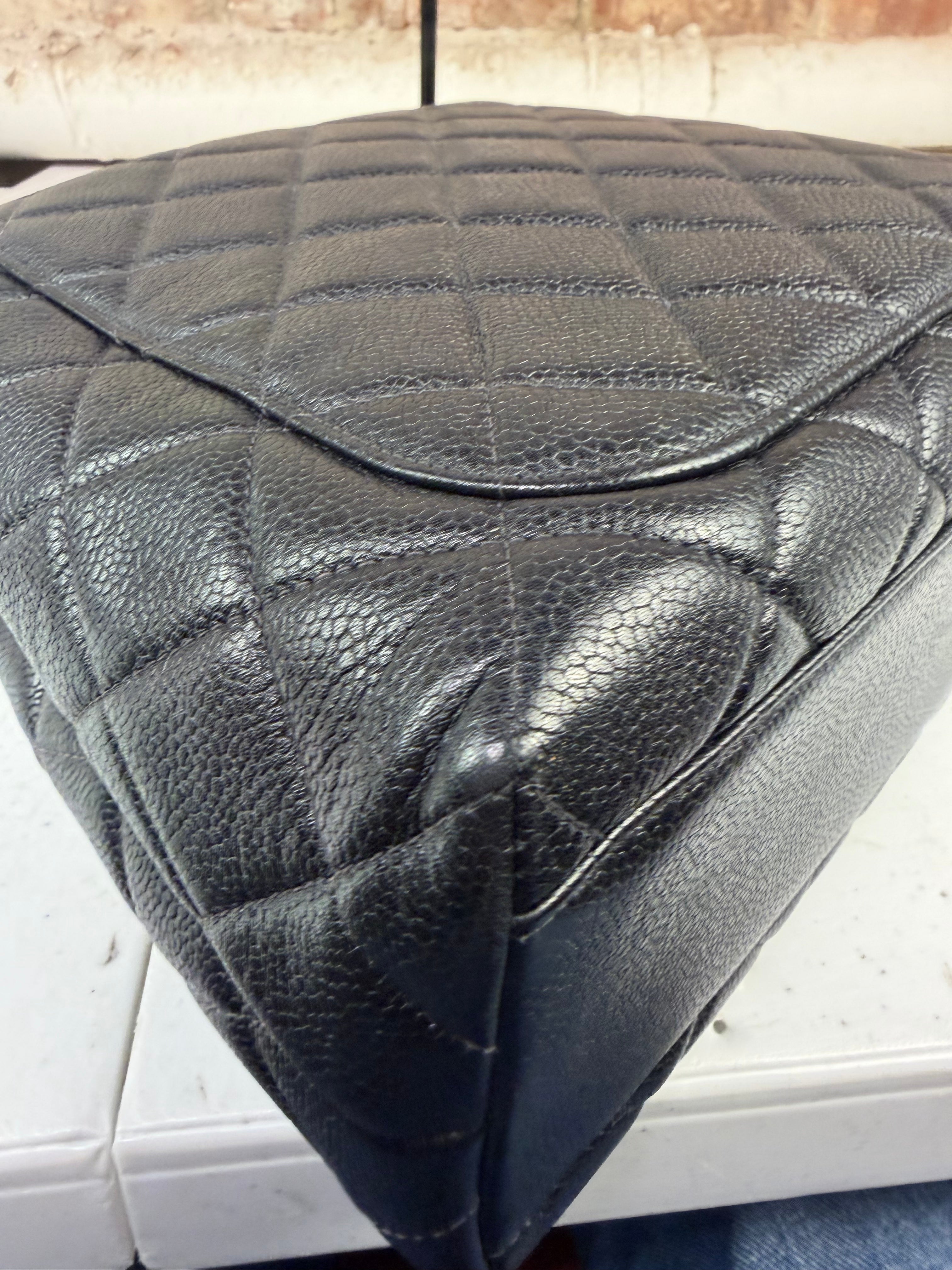 Chanel Vintage Black Caviar Quilted Leather Kelly Top Handle Bag 1996