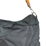 Gucci Vintage Black Canvas Bamboo Handle Bag