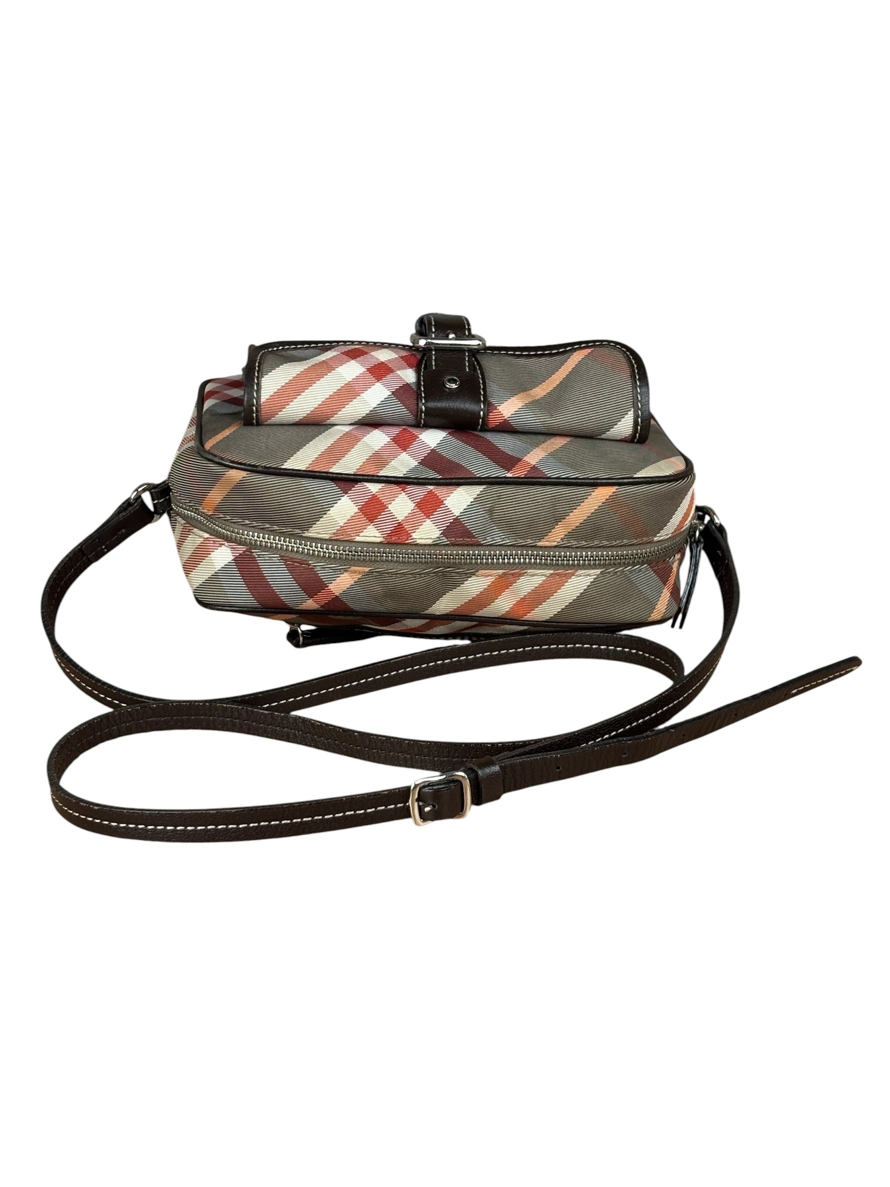 Burberry Nylon Leather Trim Nova Check Crossbody Bag