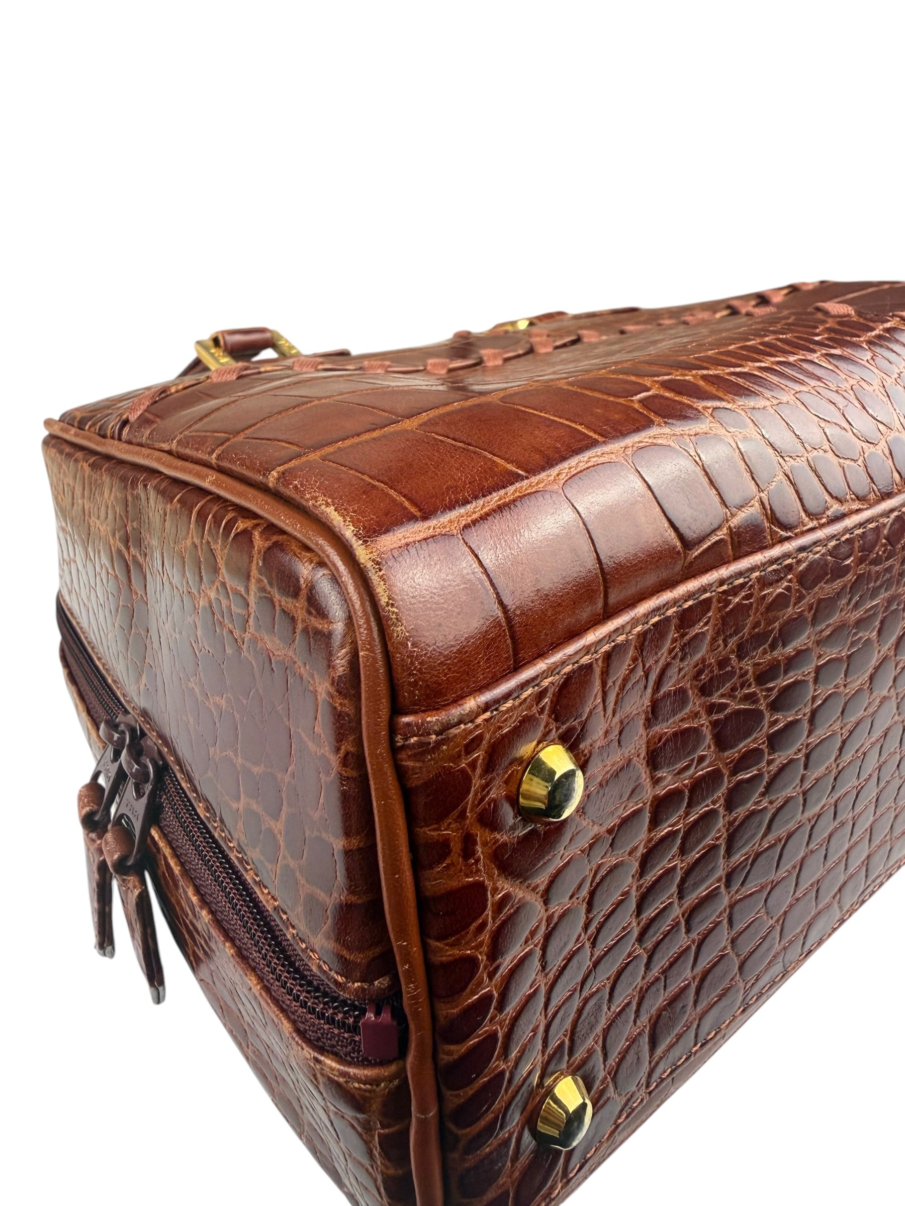 Yves Saint Laurent Vintage Croc-Embossed Leather Handbag