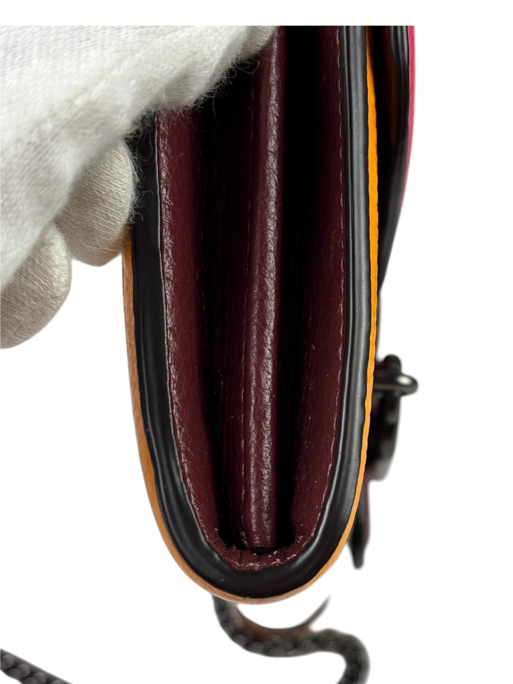 Coach Colorblock Leather Jade Wallet On Chain