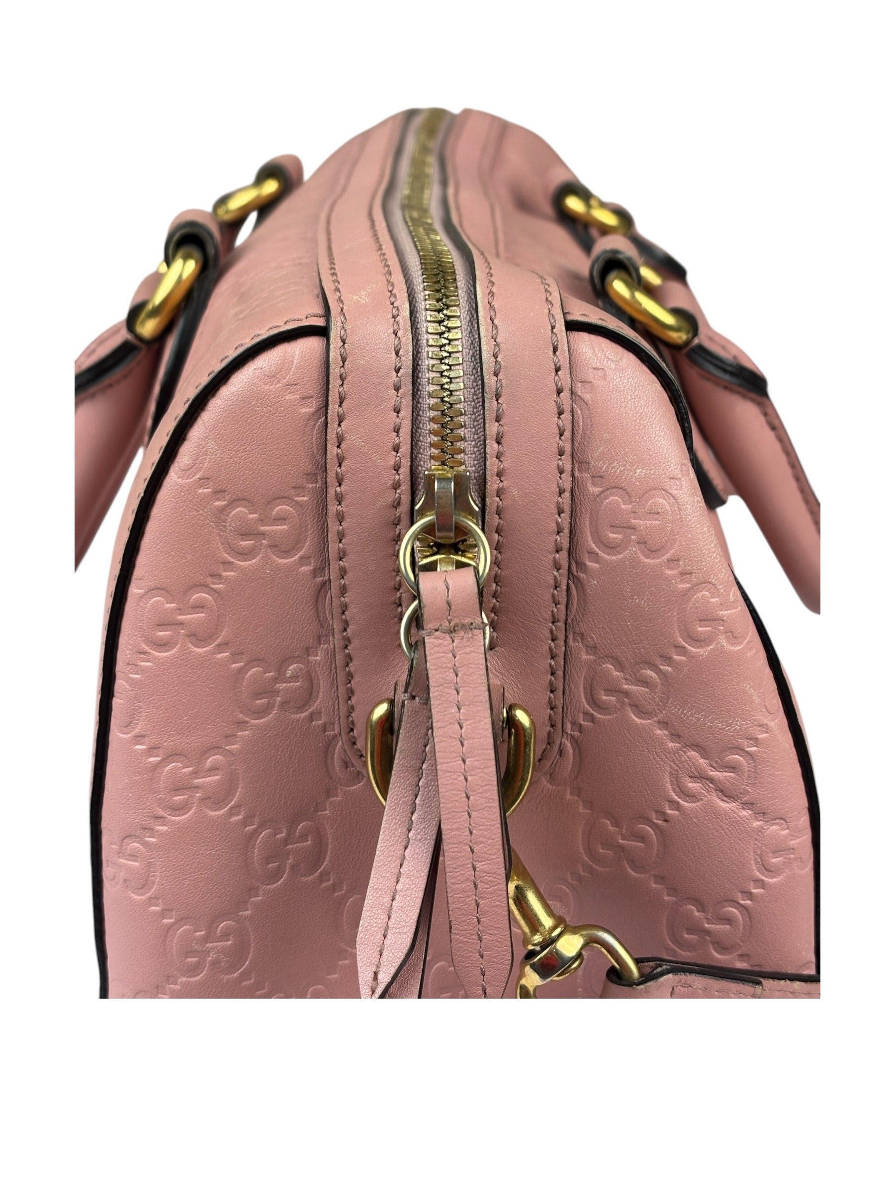 Gucci Pink Leather Guccissima Two-Way Boston Bag