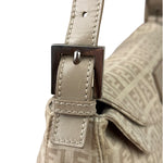 Fendi Grey Leather Trim Zucca Baguette
