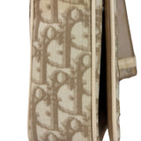 Christian Dior Beige Leather Trim Trotter Floral Embroidered Flap Bag