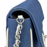 Chanel Blue/Cream Patent Leather Trim East-West Chocolate Bar Shoulder Bag 2002