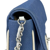 Chanel Blue/Cream Patent Leather Trim East-West Chocolate Bar Shoulder Bag 2002