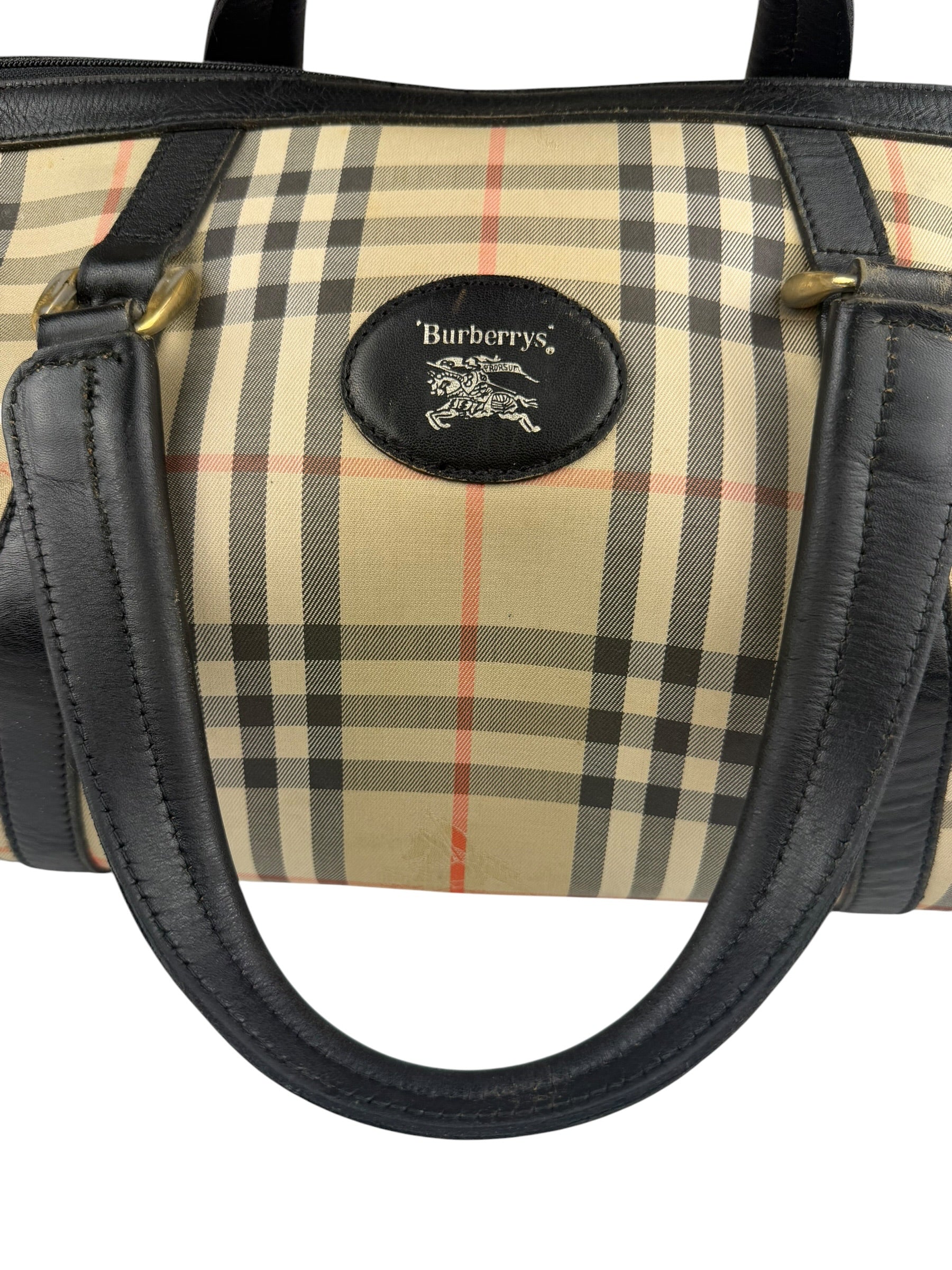 Burberry Vintage Haymarket House Small Boston Bag