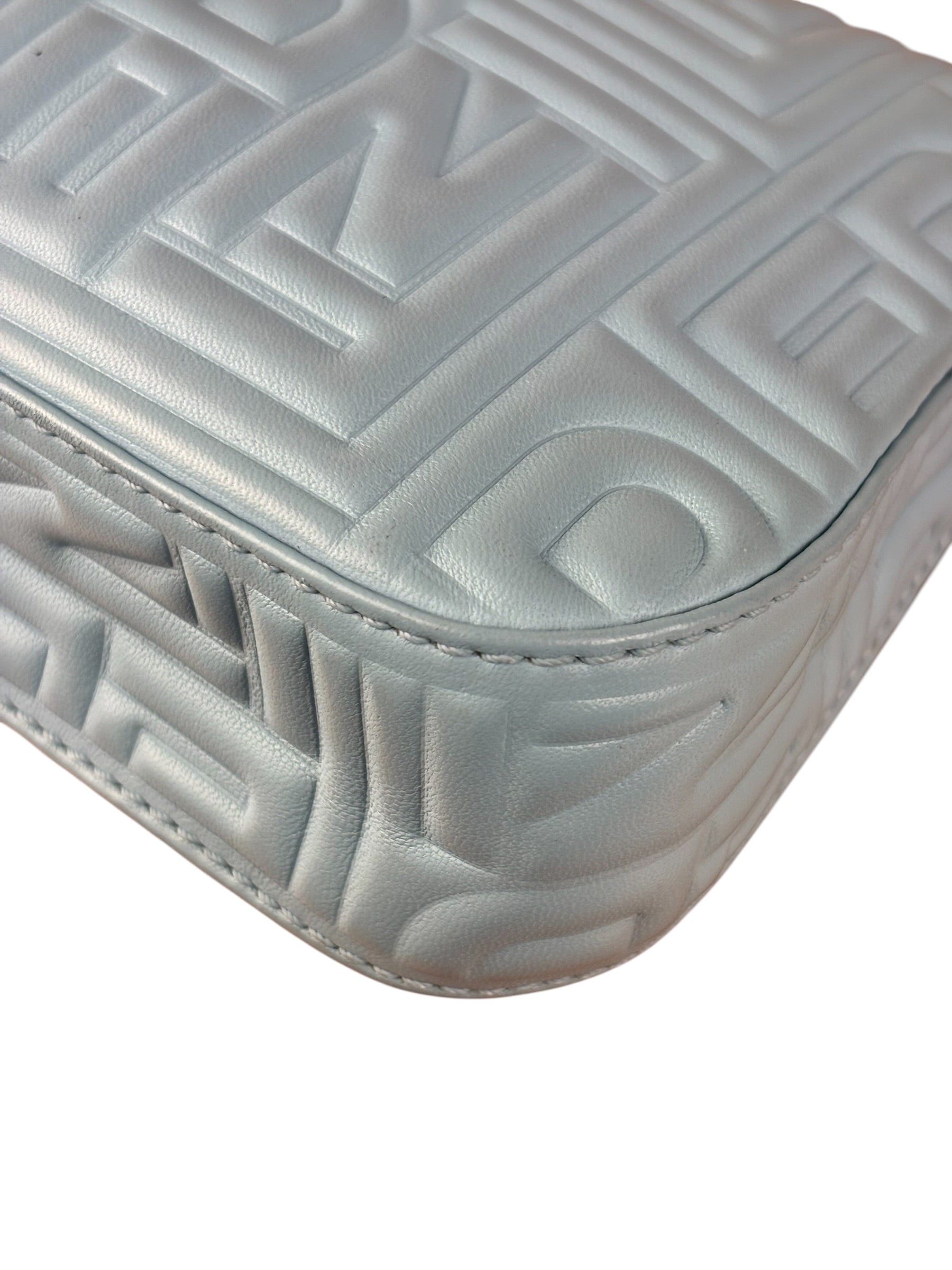 Fendi Blue Embossed Leather FF Baguette