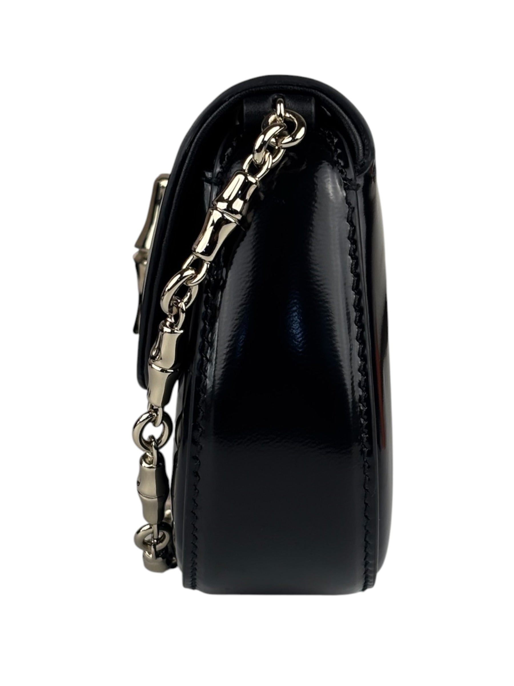 Gucci Black Leather Bamboo Night Small Clutch/Pochette