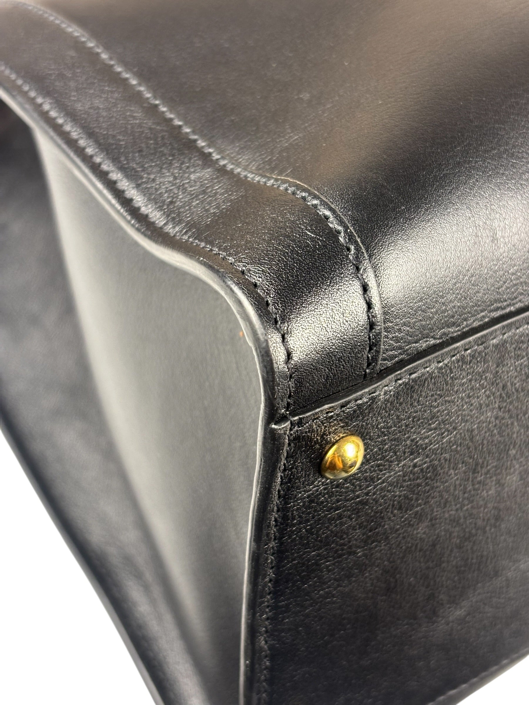 Gucci Black Leather Bamboo Diana 2Way Tote Bag