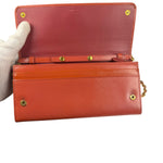 Prada Coral-Red Saffiano Leather Wallet On Chain