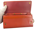 Prada Coral-Red Saffiano Leather Wallet On Chain