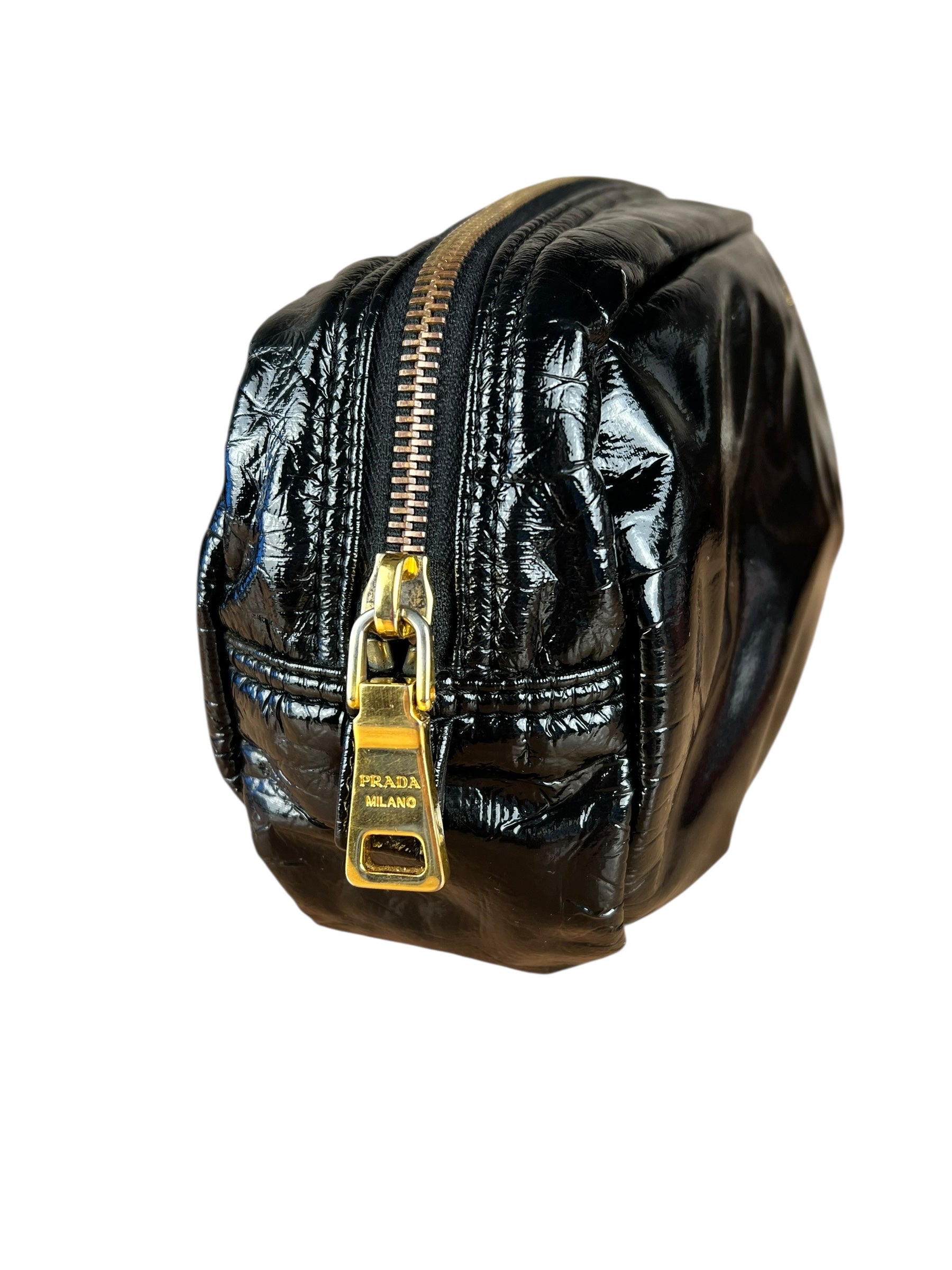 Prada Black Patent Vernice Cosmetic Pouch
