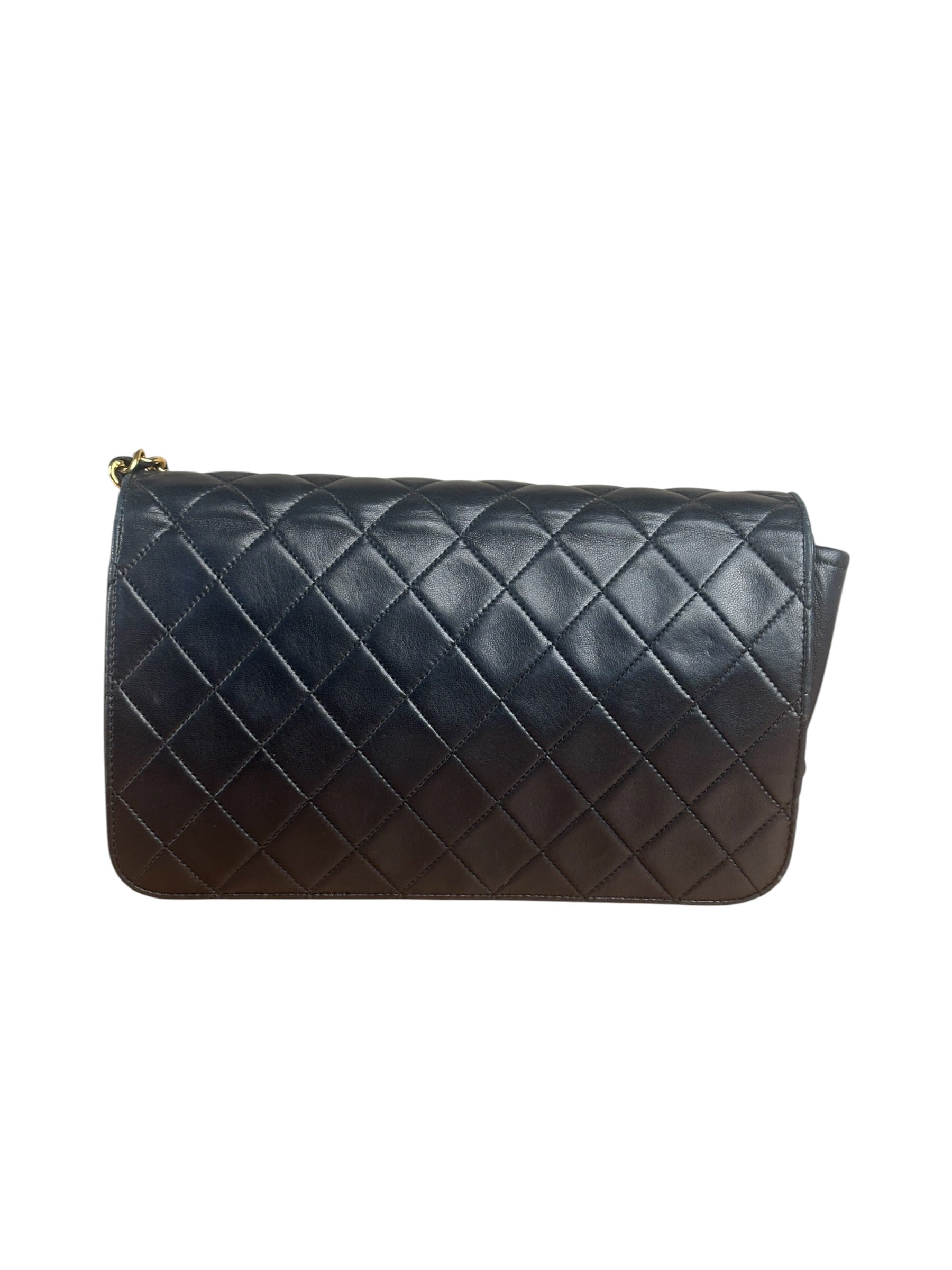 Chanel Black CC Quilted Leather Chain Flap Bag 90s