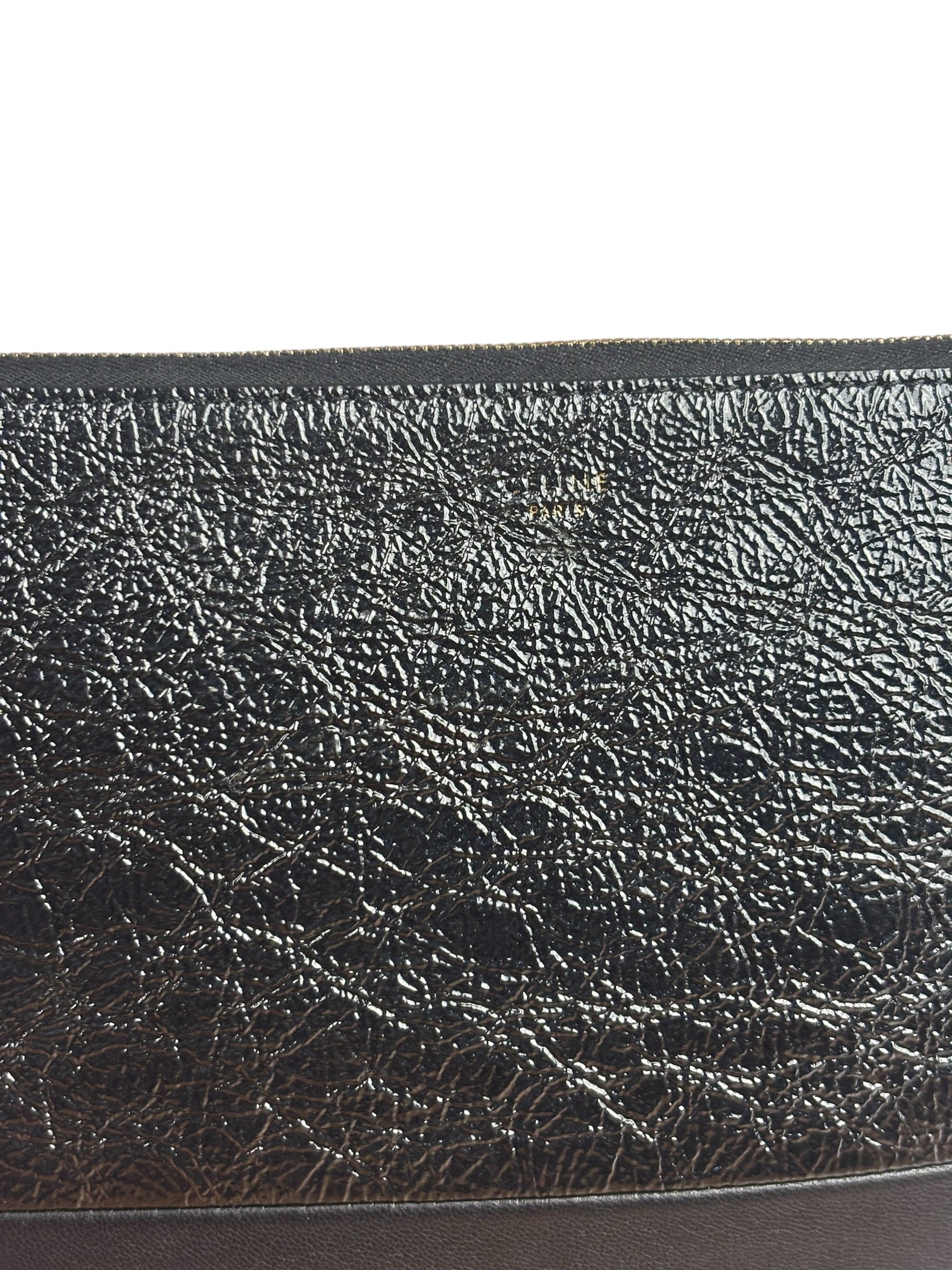 Celine Black Leather Solo Zipper Clutch