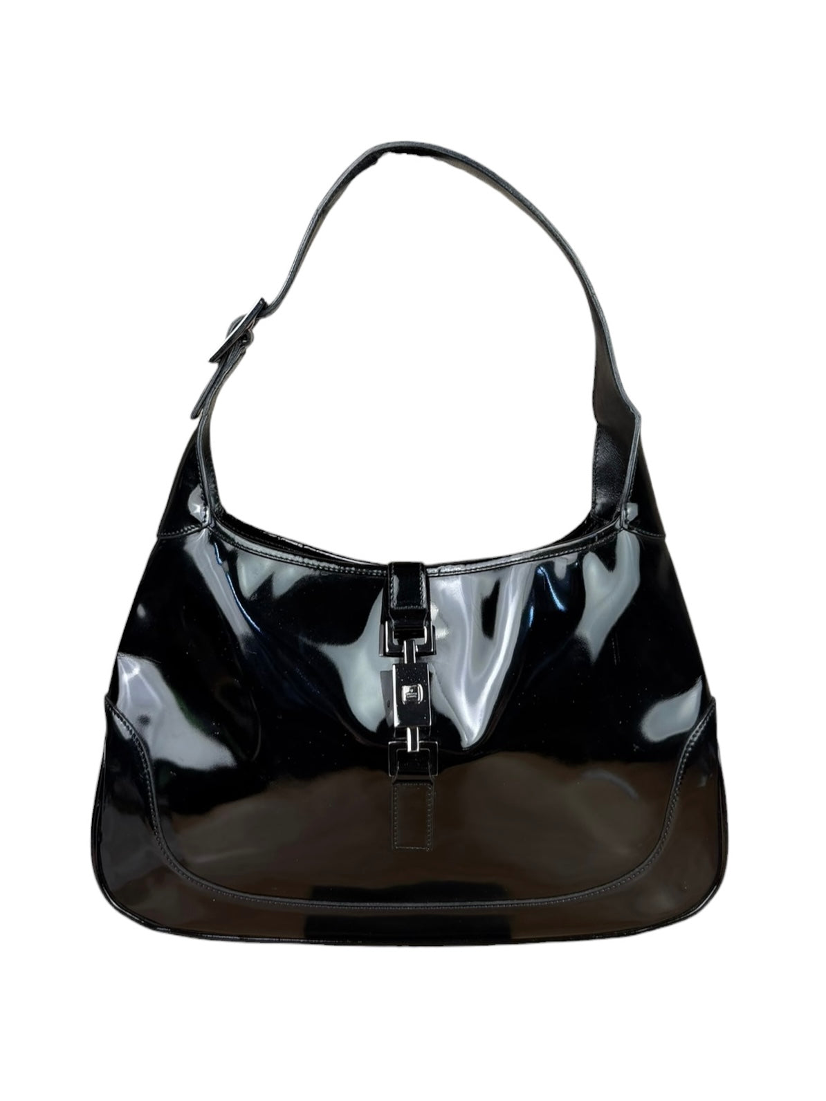 Gucci Vintage TF Black Patent Leather Jackie Hobo Bag