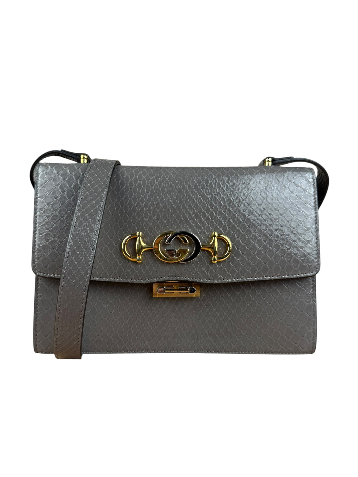 Gucci Zumi Grey Python Leather Small Shoulder Bag