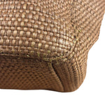 Chanel Vintage Brown Woven Straw Raffia Wooden Top Handle Handbag 2001