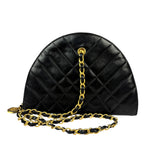 Chanel Vintage Black Quilted Lambskin Half Moon Shoulder Bag 1989