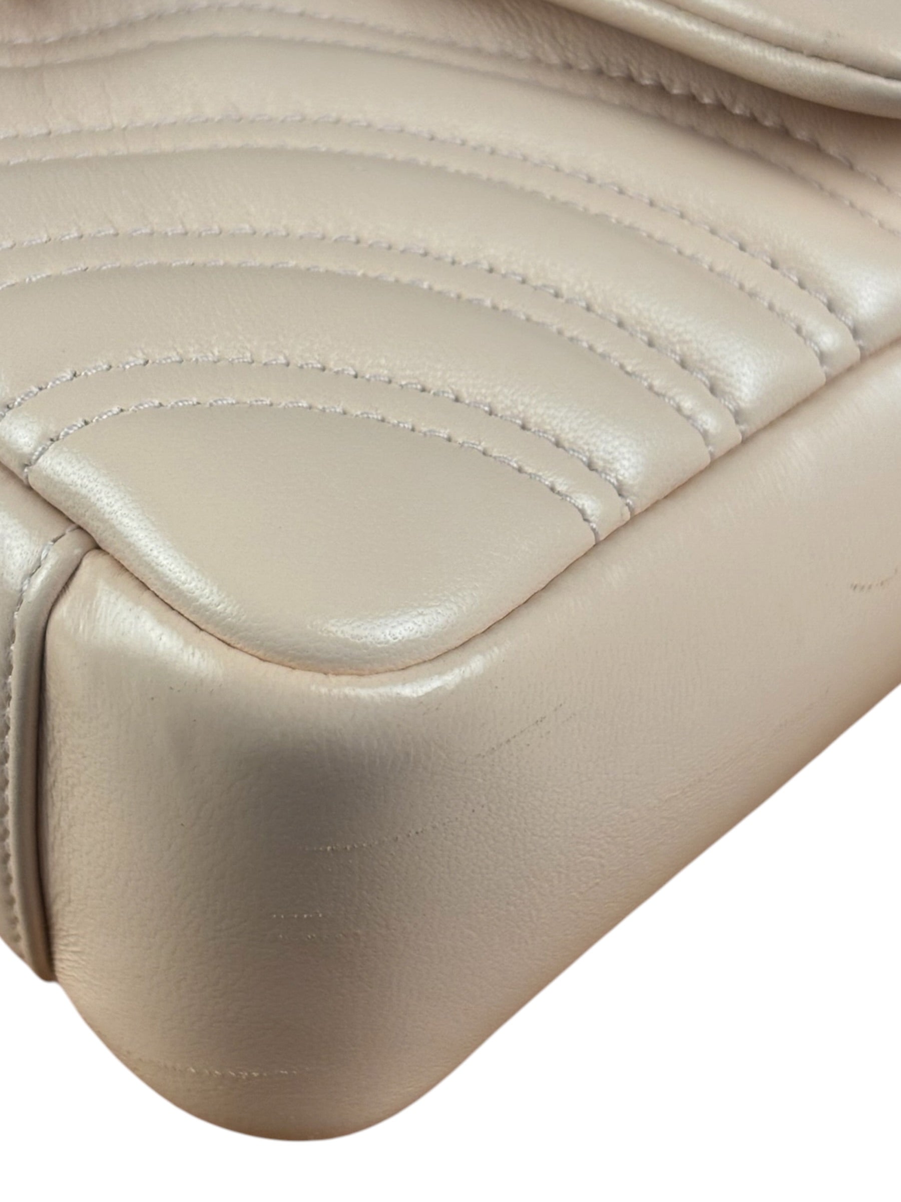 Gucci Pink Beige Leather Marmont Matelasse Small Shoulder Bag