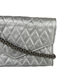 Chanel Vintage Metallic Silver Quilted Tassel Flap Bag 1997