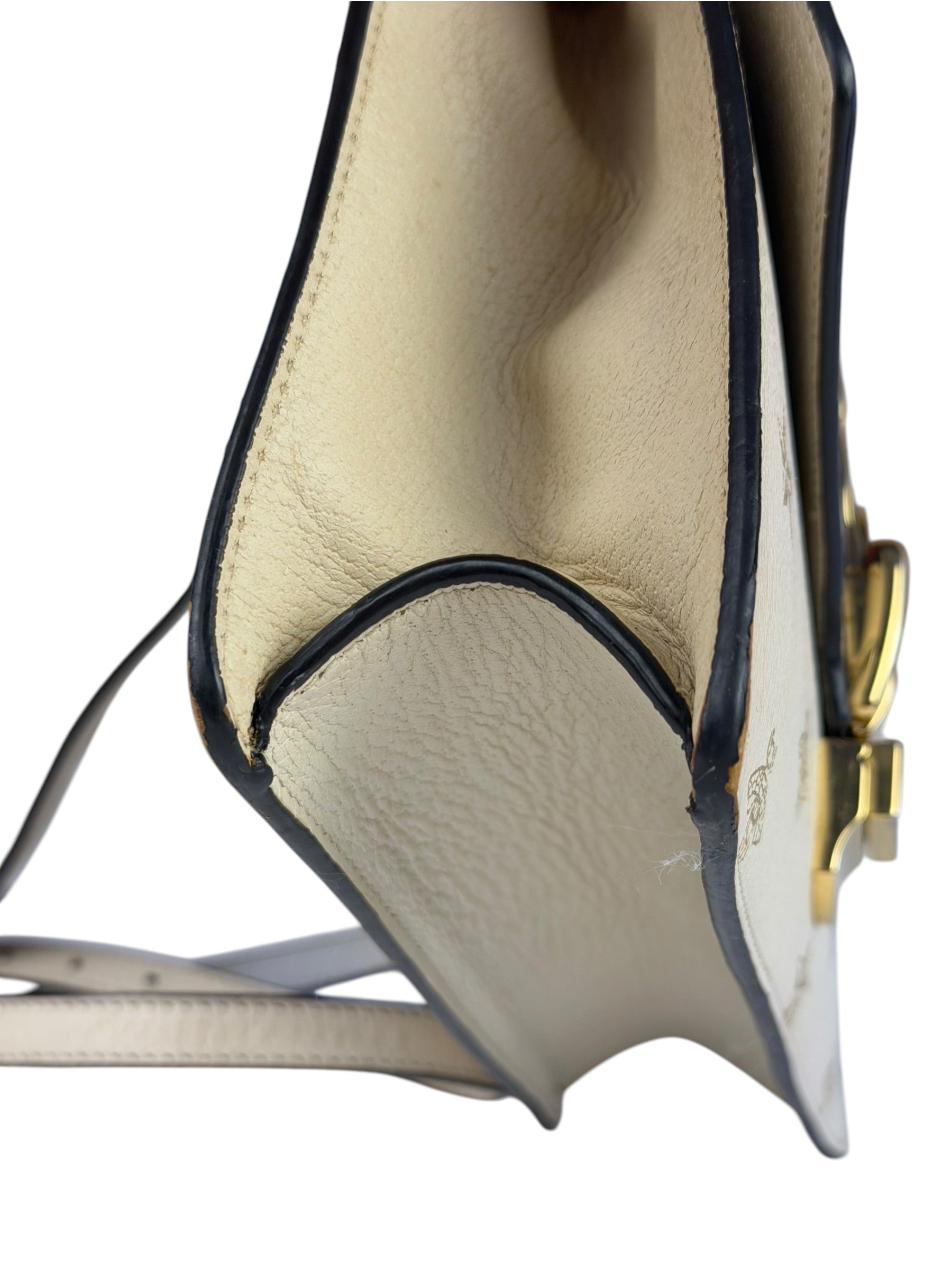 Gucci Textured Calfskin Bee Star Sylvie Shoulder Bag White