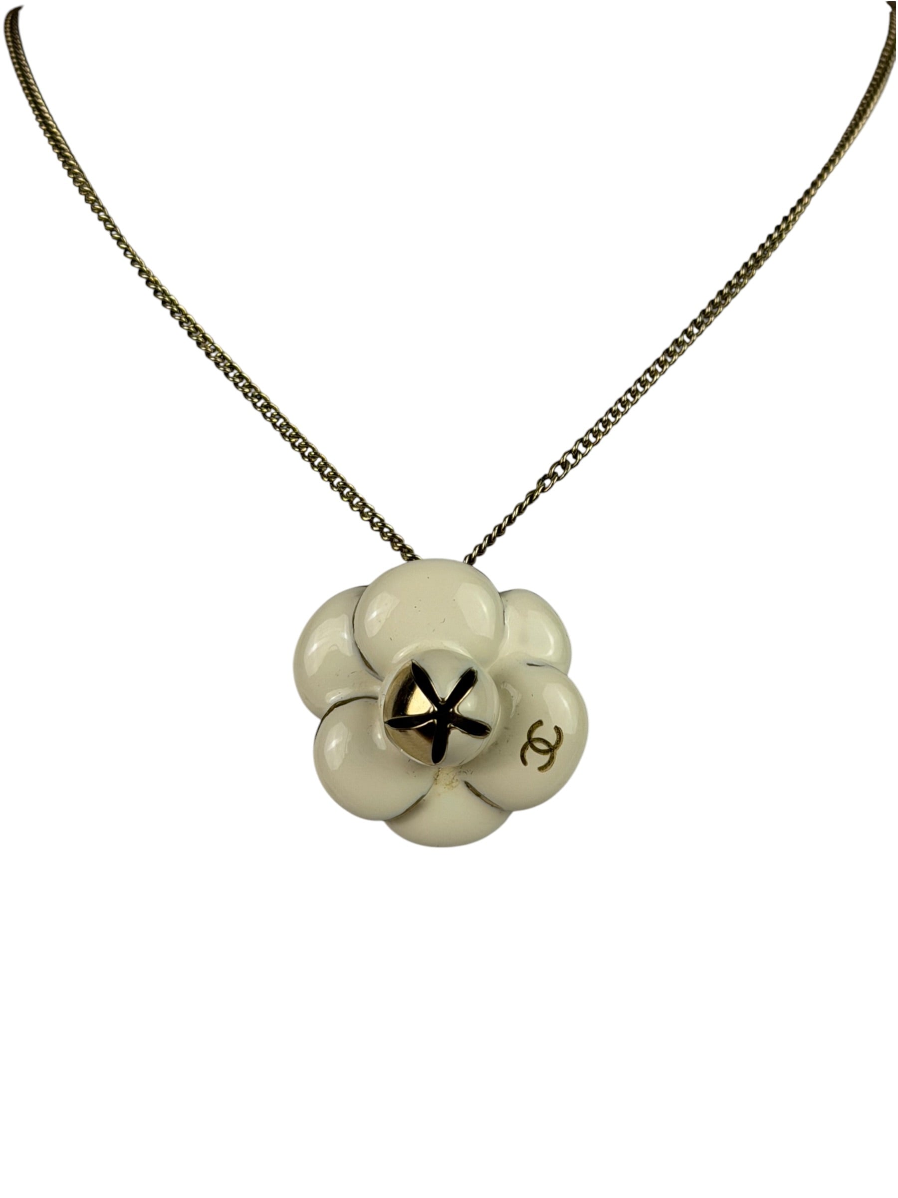 Chanel Vintage Camellia Pendant Necklace