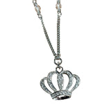 Christian Dior Vintage Crown Rhinestone Pendant Logo Necklace