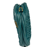 Miu Miu Dark Green Nappa Leather Wander Matelasse Micro Hobo Bag