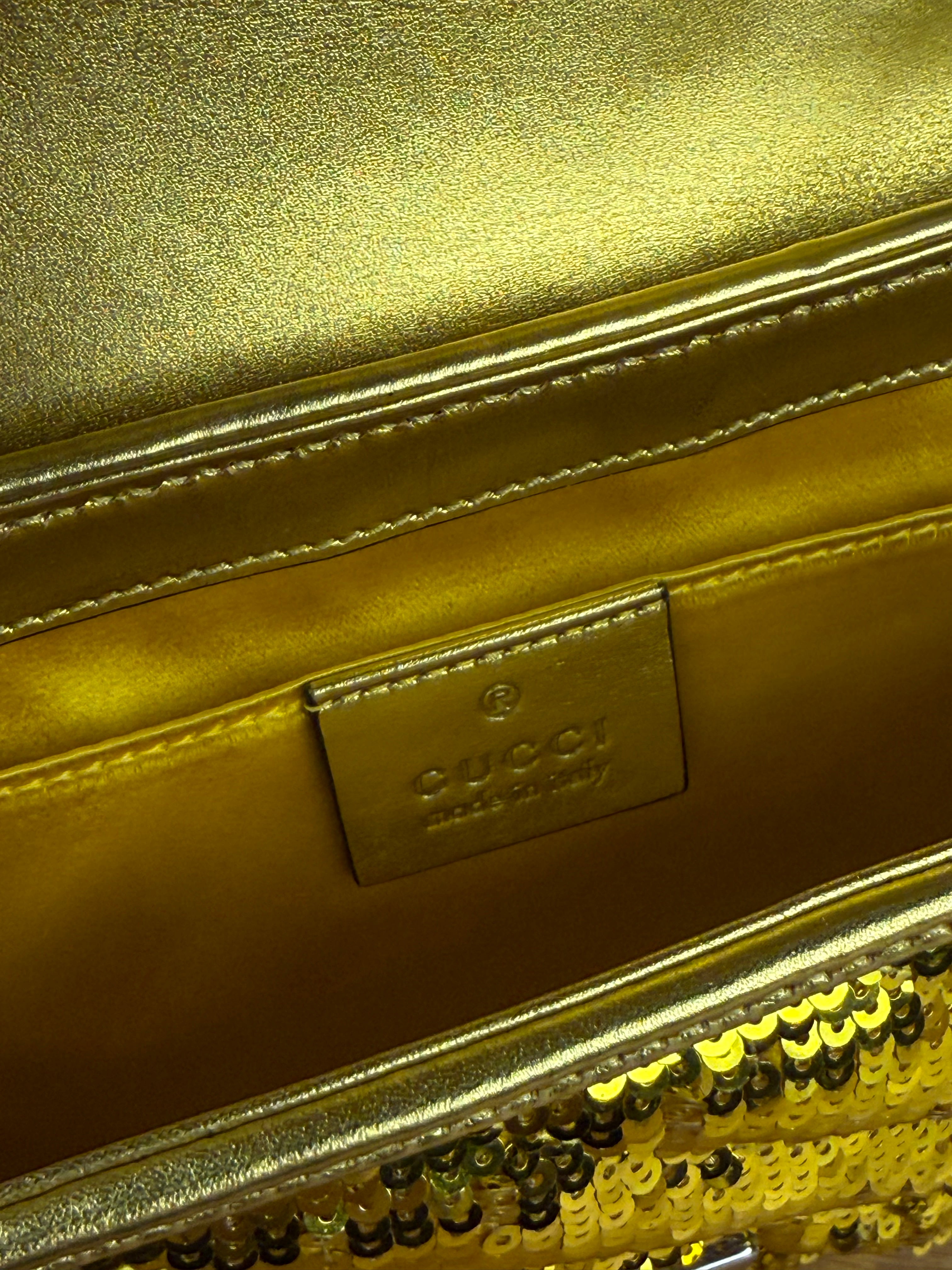 Gucci GG Marmont Gold Sequin Chain Shoulder Bag