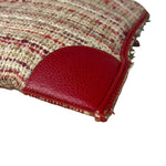 Prada Vintage Red Woven Tweed Zip Tote